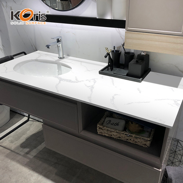 Koris Acrylic Solid Surface Bathroom Vanity HW6801 Calacatta