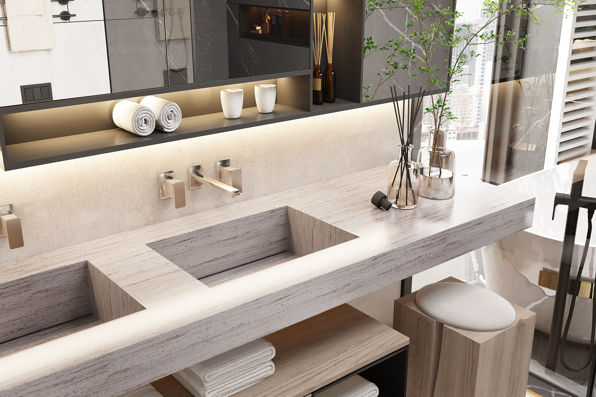 Solid surface vanity top